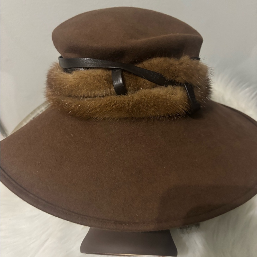 Nordstrom Brown Hat with Fur Accent